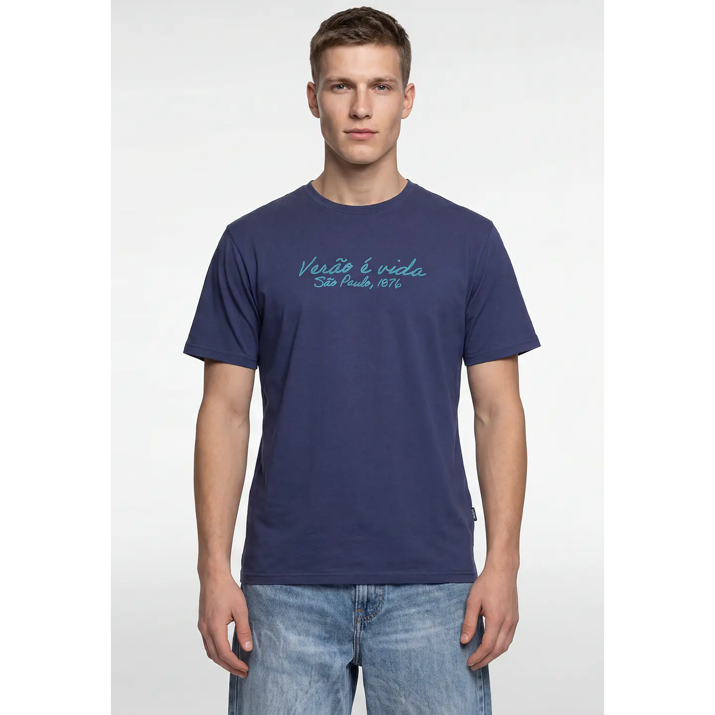 Polera Básica Hombre Azul 1
