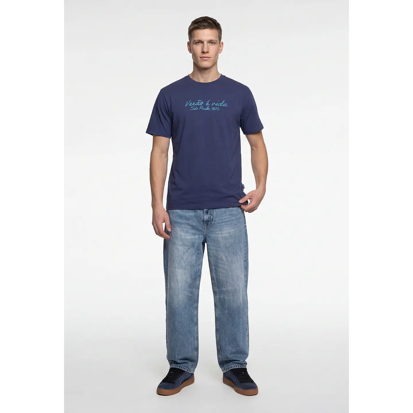 Polera Básica Hombre Azul 2