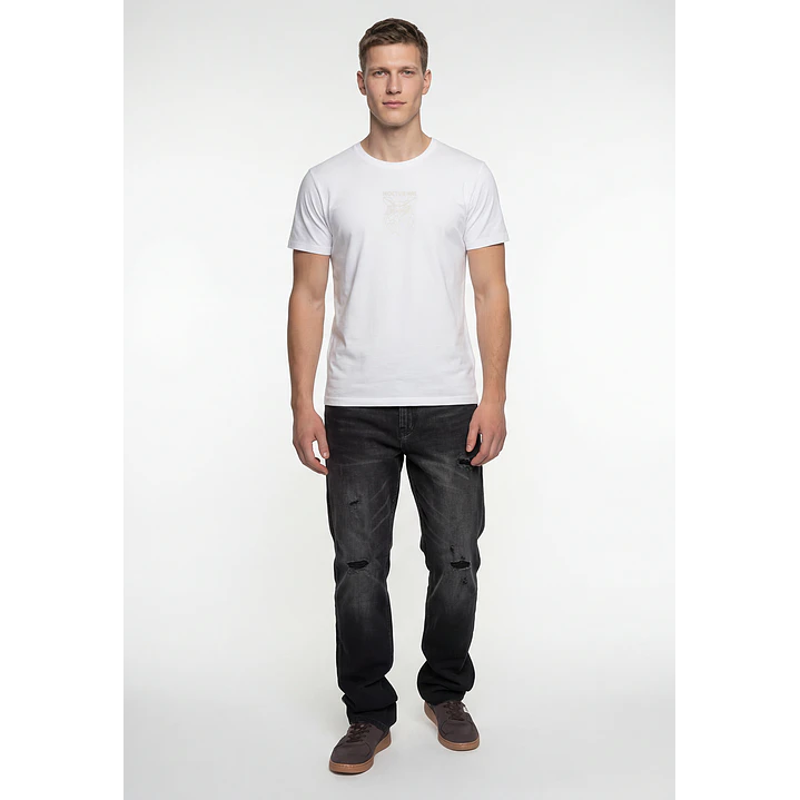 Polera Bordado 3D Hombre Blanco 2