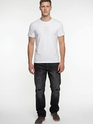 Polera Bordado 3D Hombre Blanco
