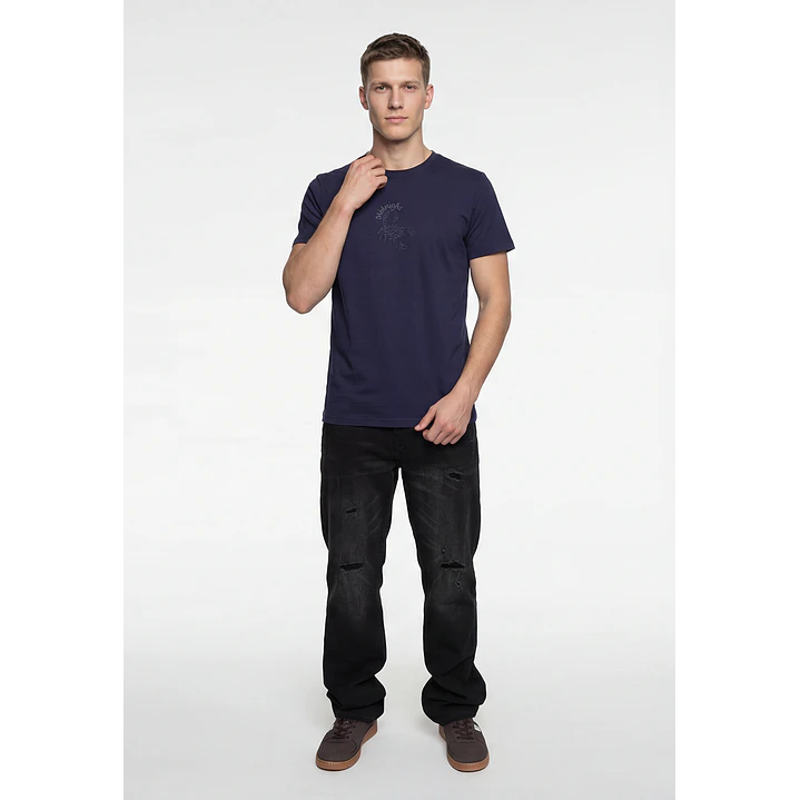 Polera Bordado 3D Hombre Azul 2