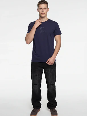 Polera Bordado 3D Hombre Azul