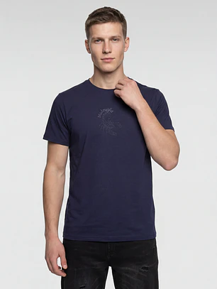 Polera Bordado 3D Hombre Azul