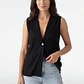 Blazer Lino Mujer Sin Manga Negro - Miniatura 1