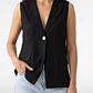 Blazer Lino Mujer Sin Manga Negro - Miniatura 4