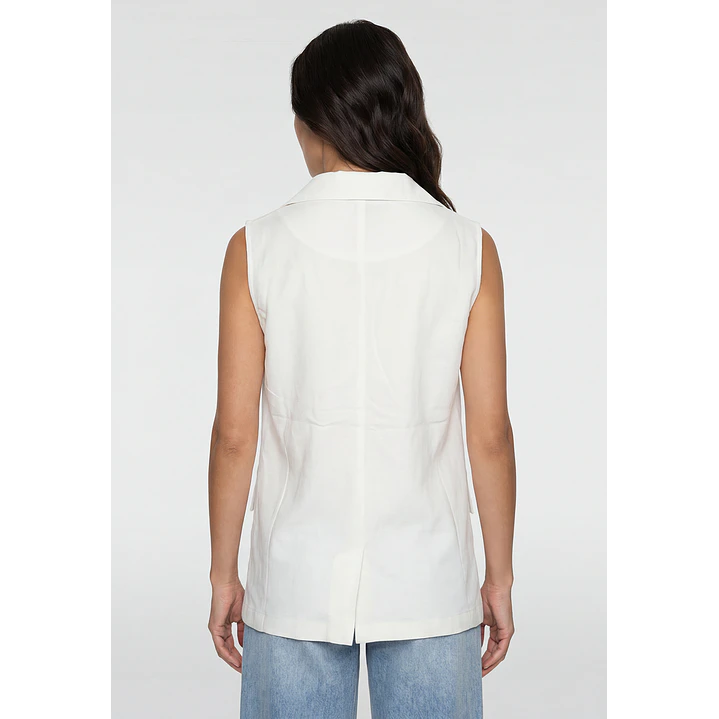 Blazer Lino Mujer Sin Manga Crudo 3