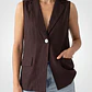 Blazer Lino Mujer Sin Manga Café - Miniatura 4