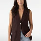 Blazer Lino Mujer Sin Manga Café - Miniatura 1