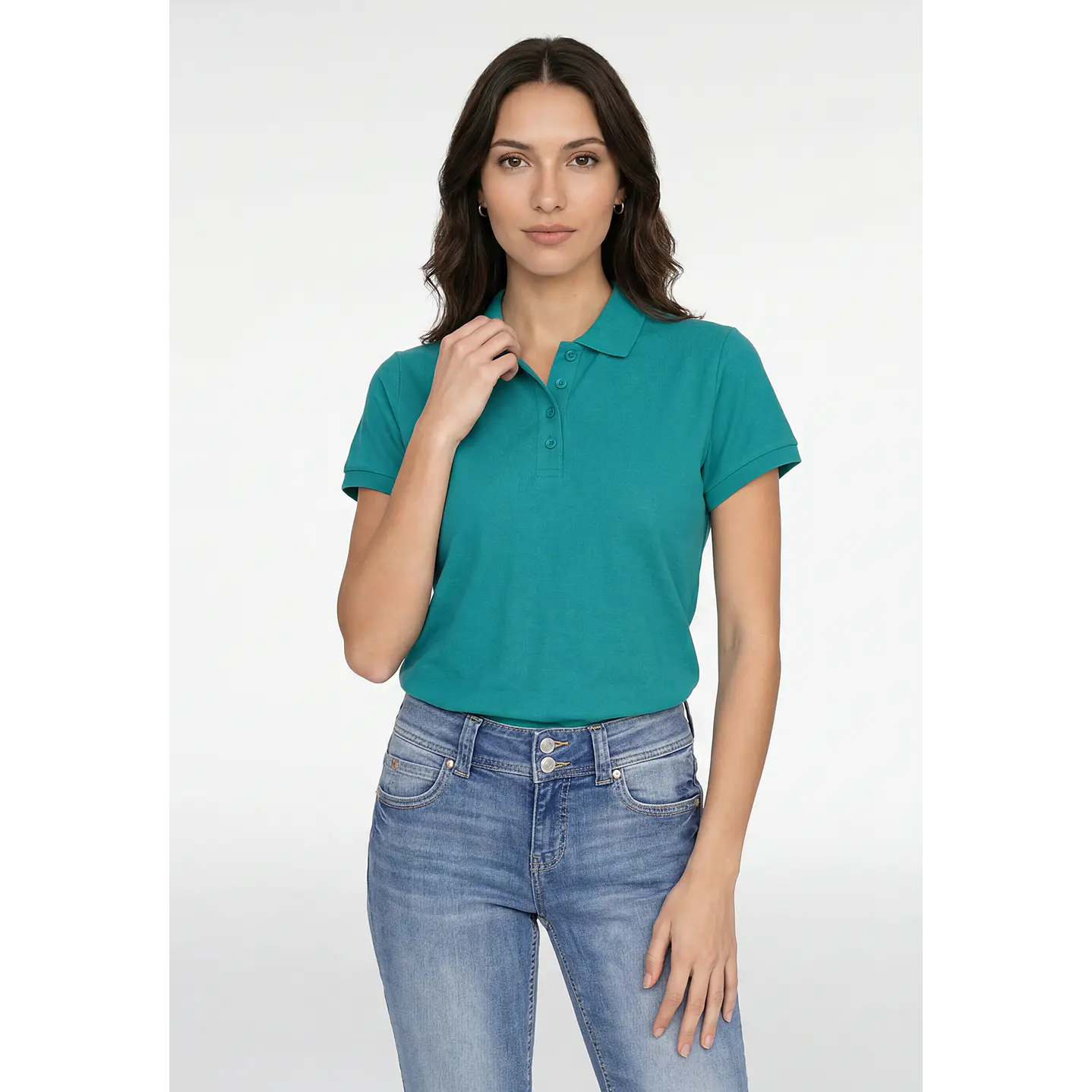 Polera Pique Mujer Turquesa 1