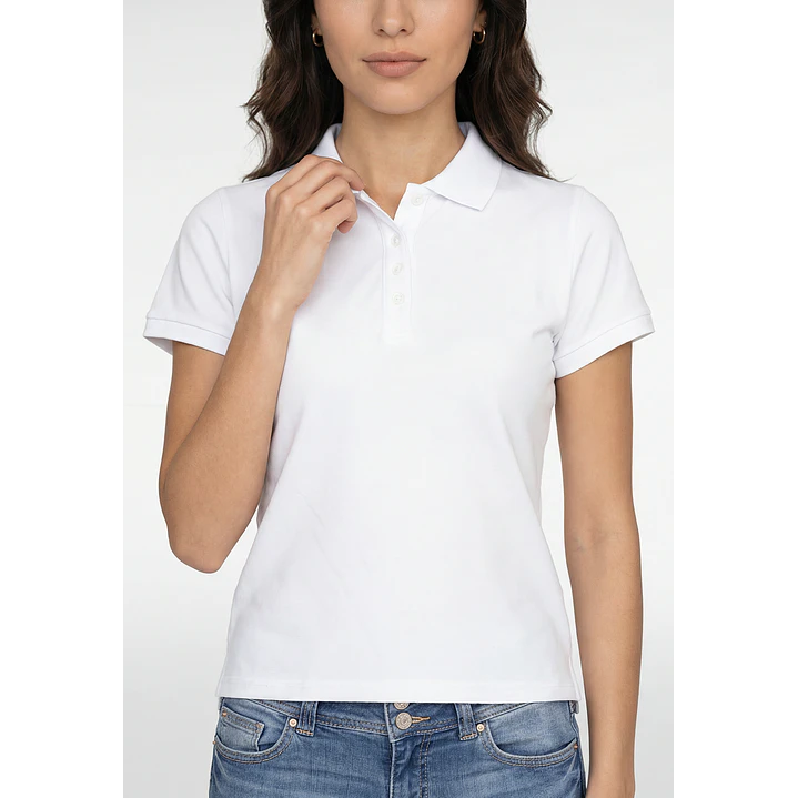 Polera Pique Mujer Blanco 4