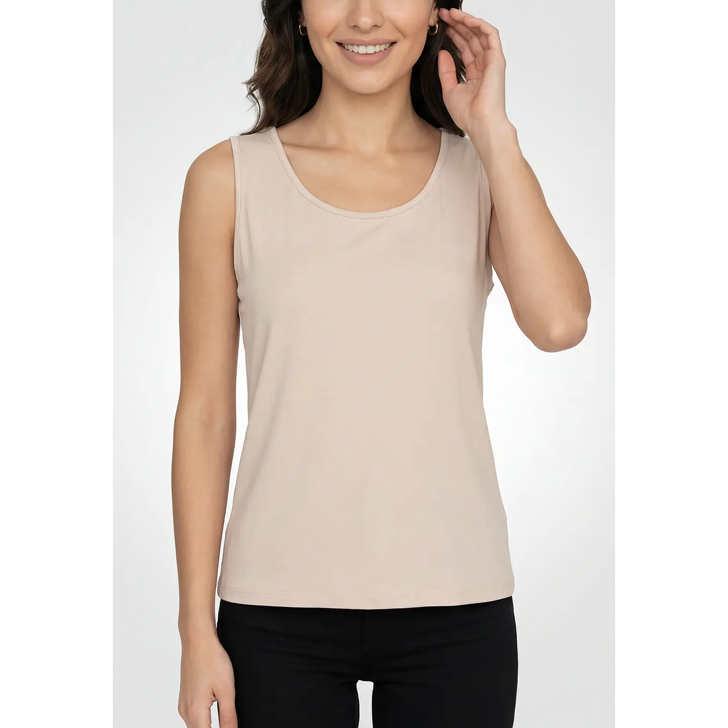 Polera Clasica Mujer Sin Manga Beige 4