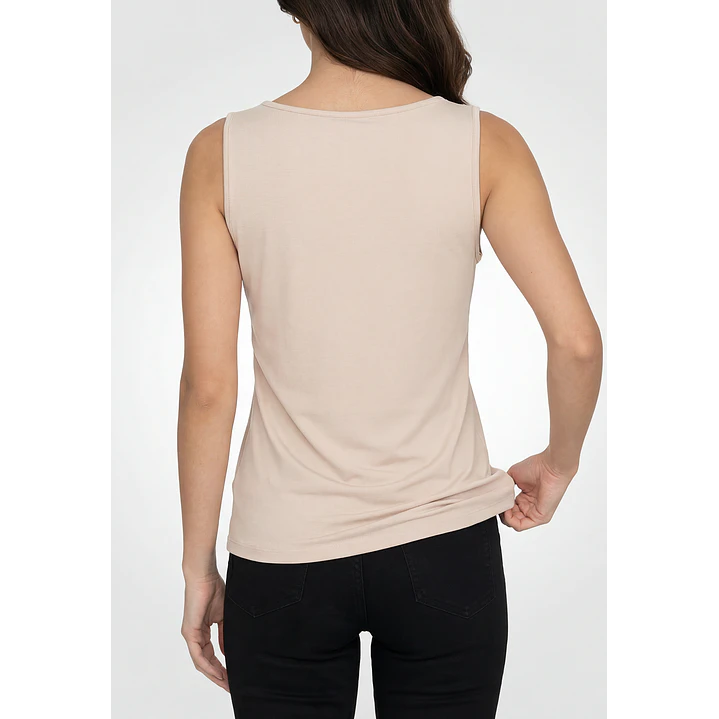 Polera Clasica Mujer Sin Manga Beige 3