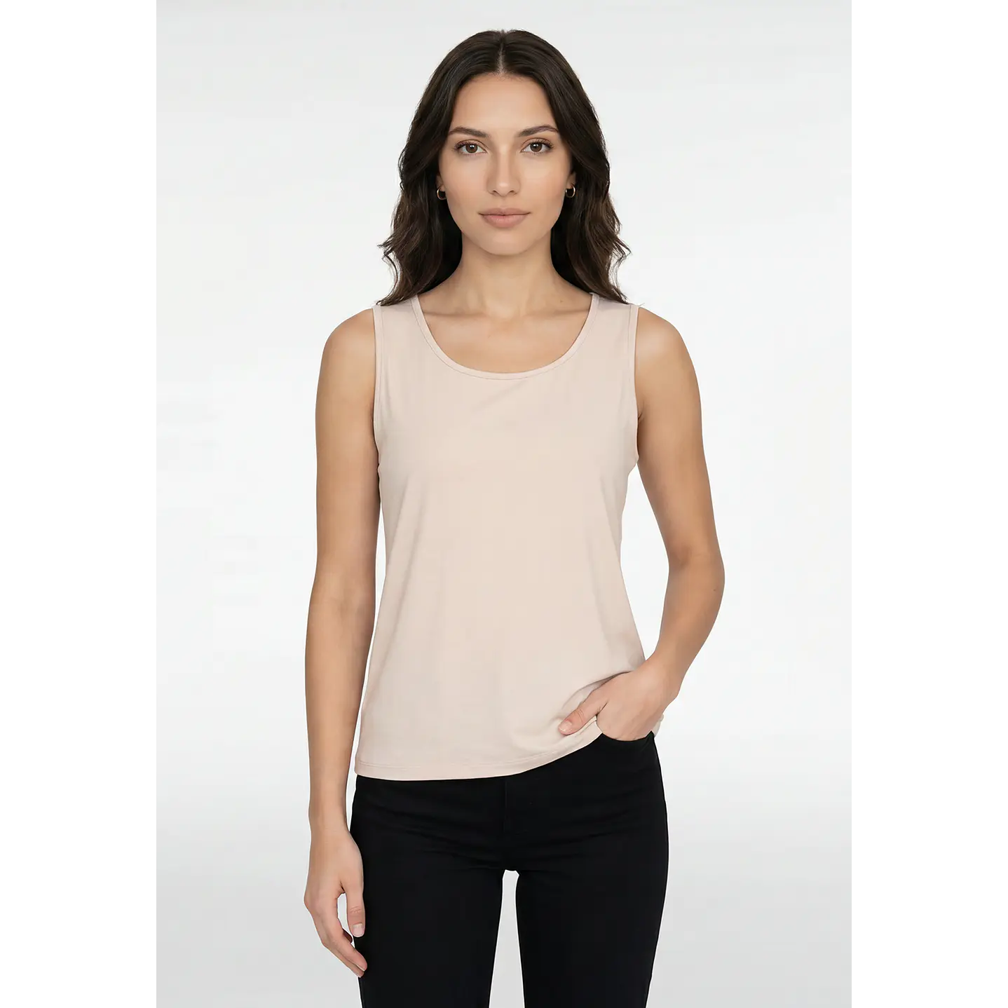 Polera Clasica Mujer Sin Manga Beige 1