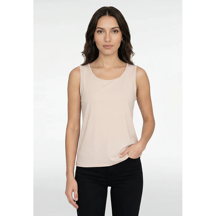 Polera Clasica Mujer Sin Manga Beige 1
