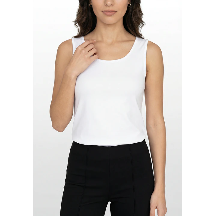 Polera Clasica Mujer Sin Manga Blanco 4