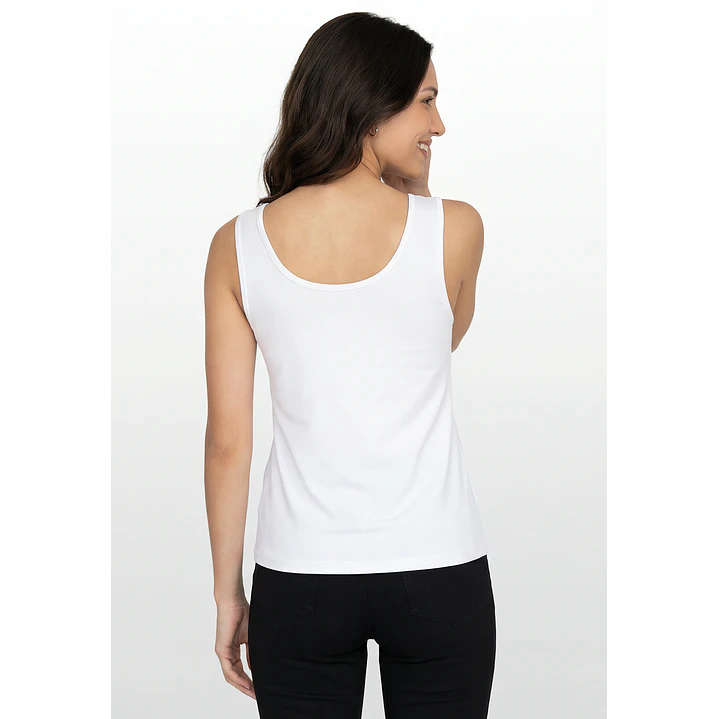 Polera Clasica Mujer Sin Manga Blanco 3