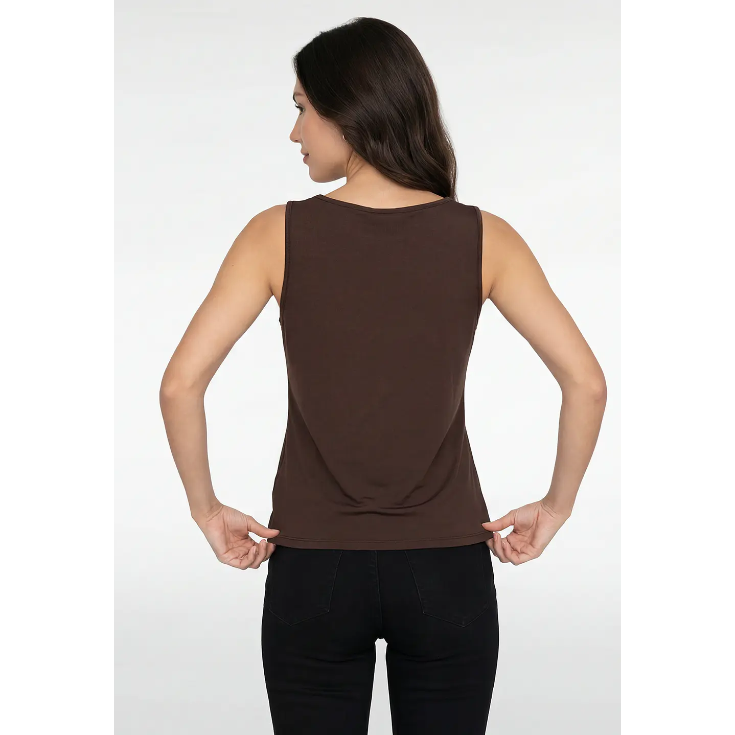Polera Clasica Mujer Sin Manga Café 3