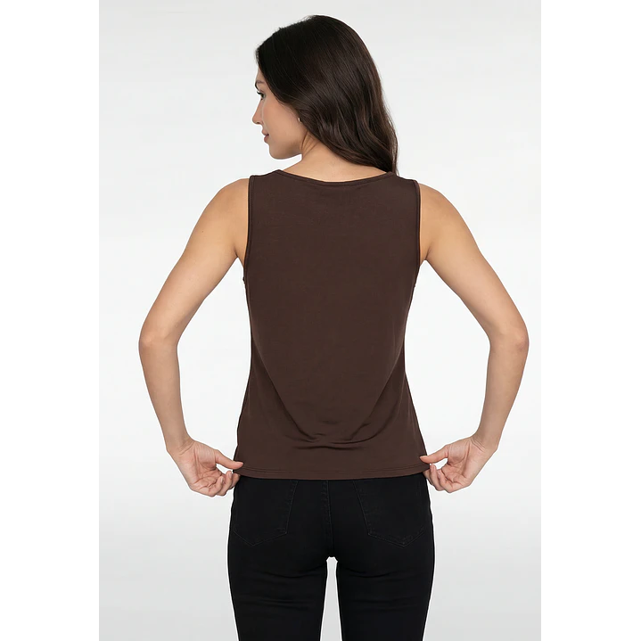 Polera Clasica Mujer Sin Manga Café 3