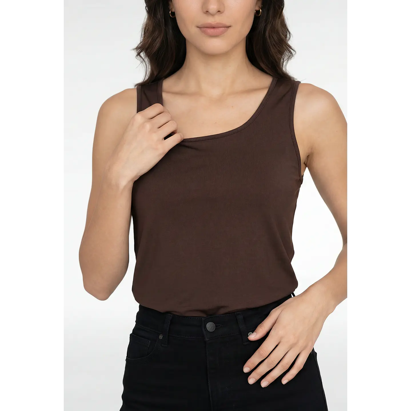 Polera Clasica Mujer Sin Manga Café 4