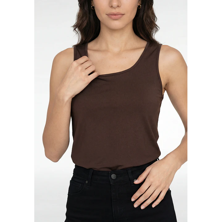 Polera Clasica Mujer Sin Manga Café 4