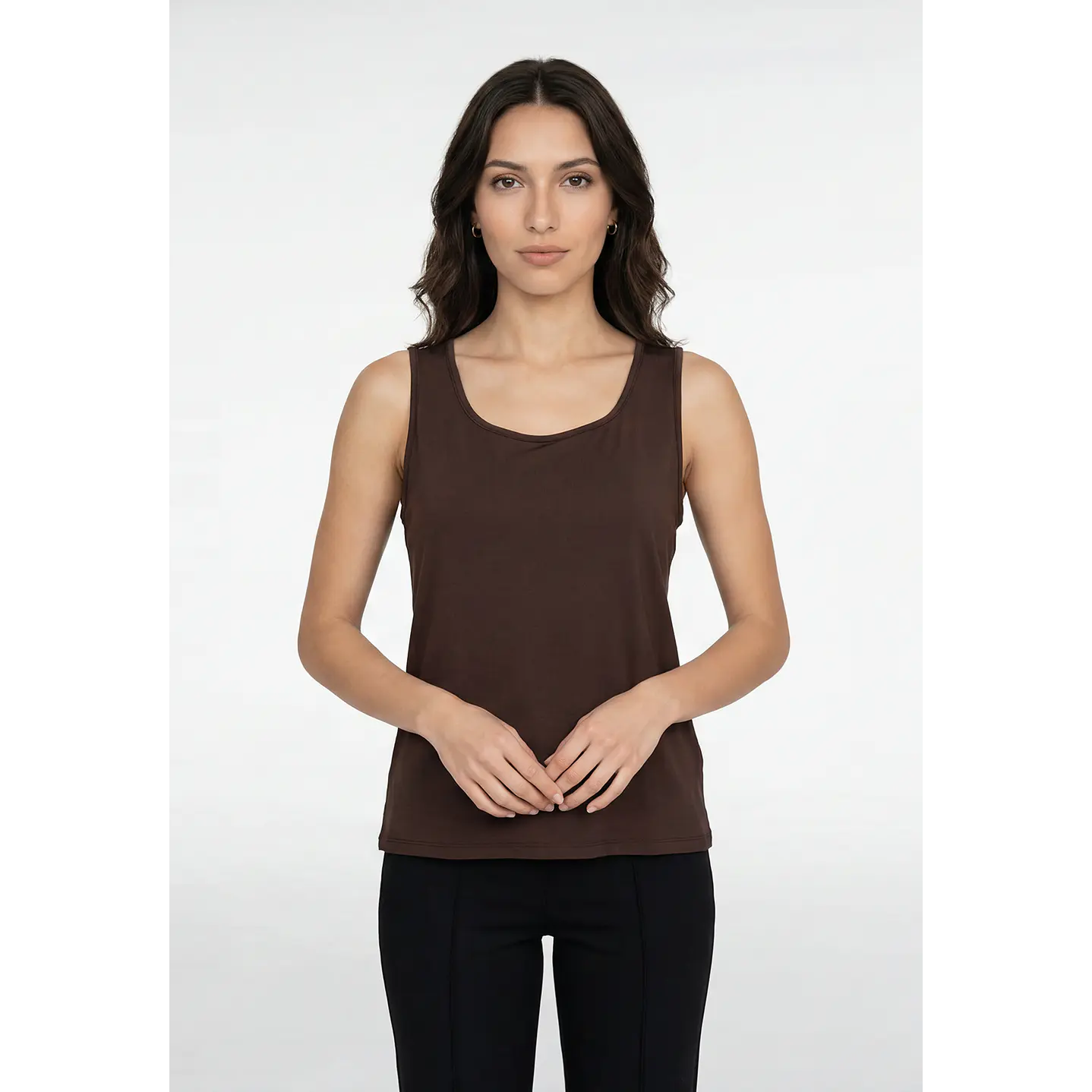 Polera Clasica Mujer Sin Manga Café 1