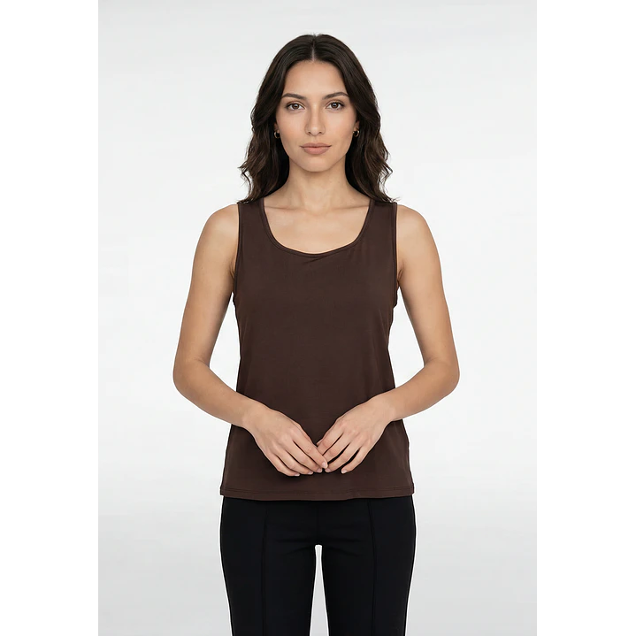 Polera Clasica Mujer Sin Manga Café 1