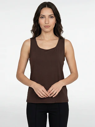 Polera Clasica Mujer Sin Manga Café