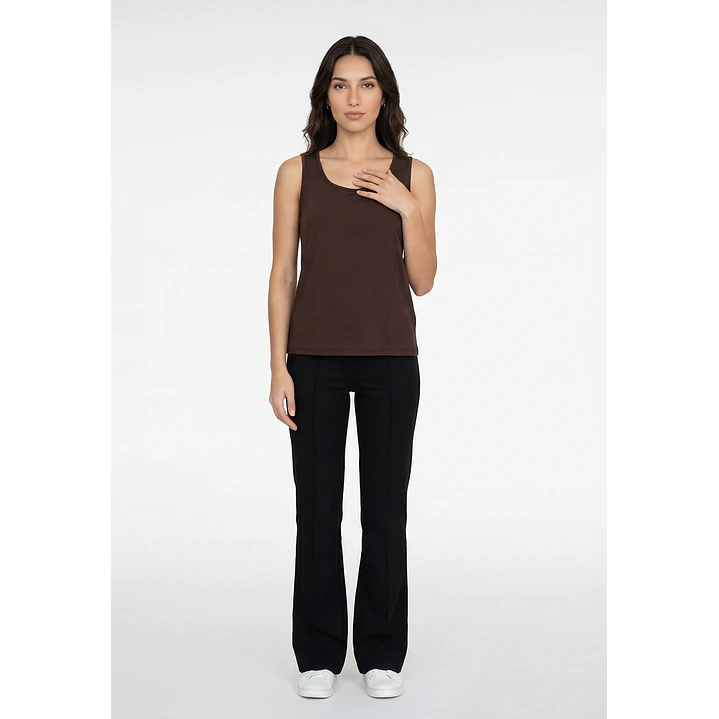 Polera Clasica Mujer Sin Manga Café 2