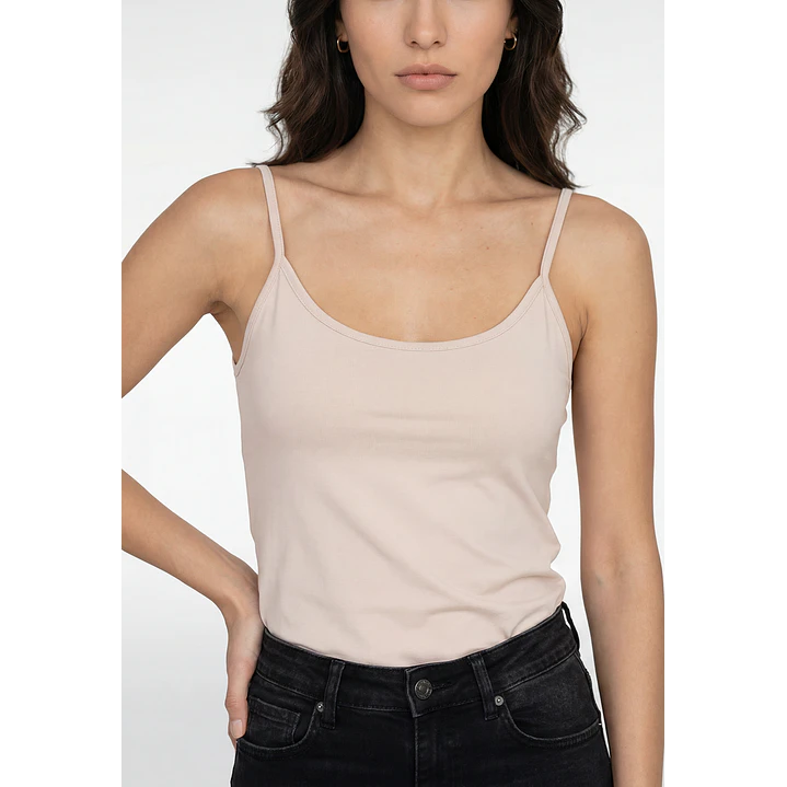 Peto Básica Mujer Sin Manga Beige 4