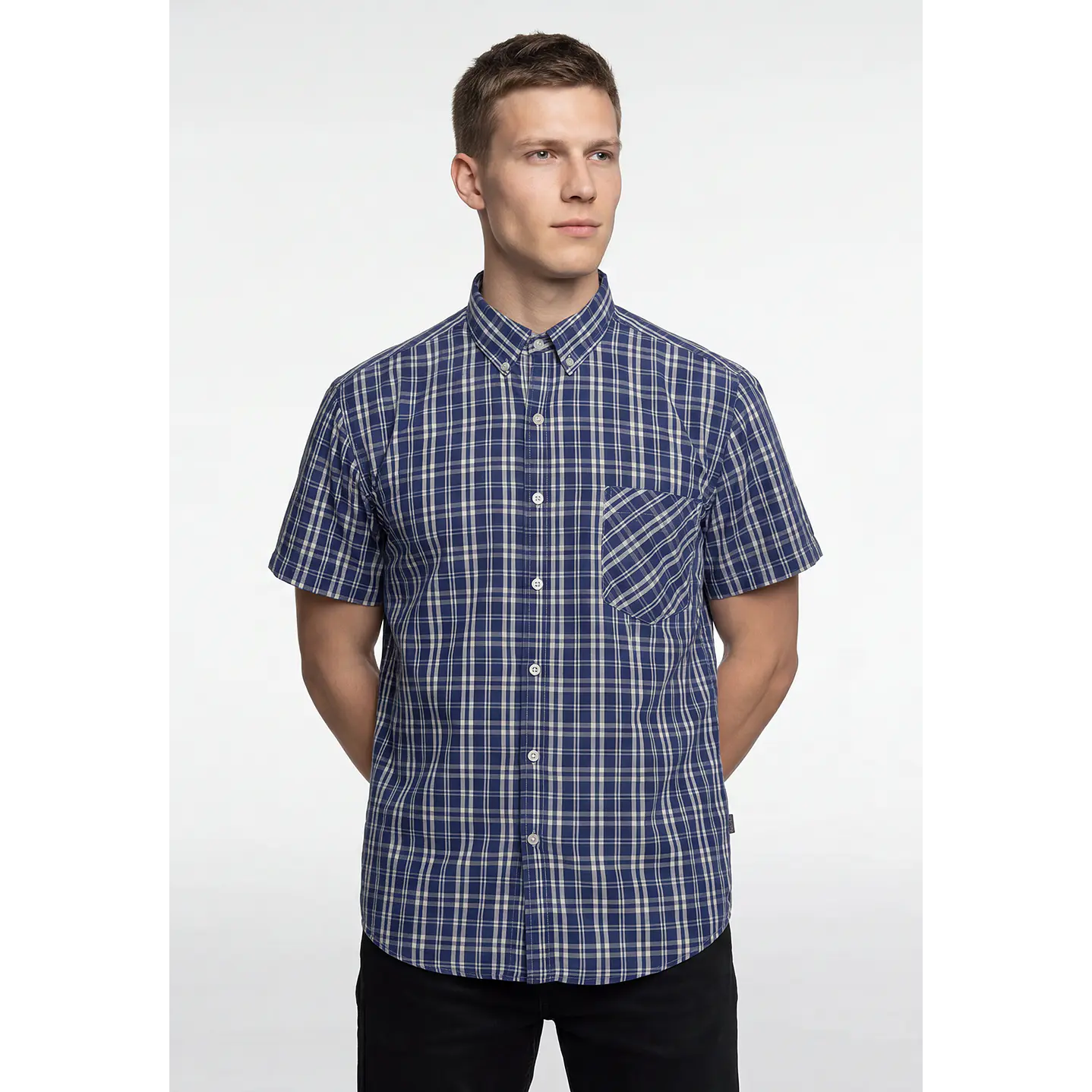 Camisa Escosesa Hombre Azul 1
