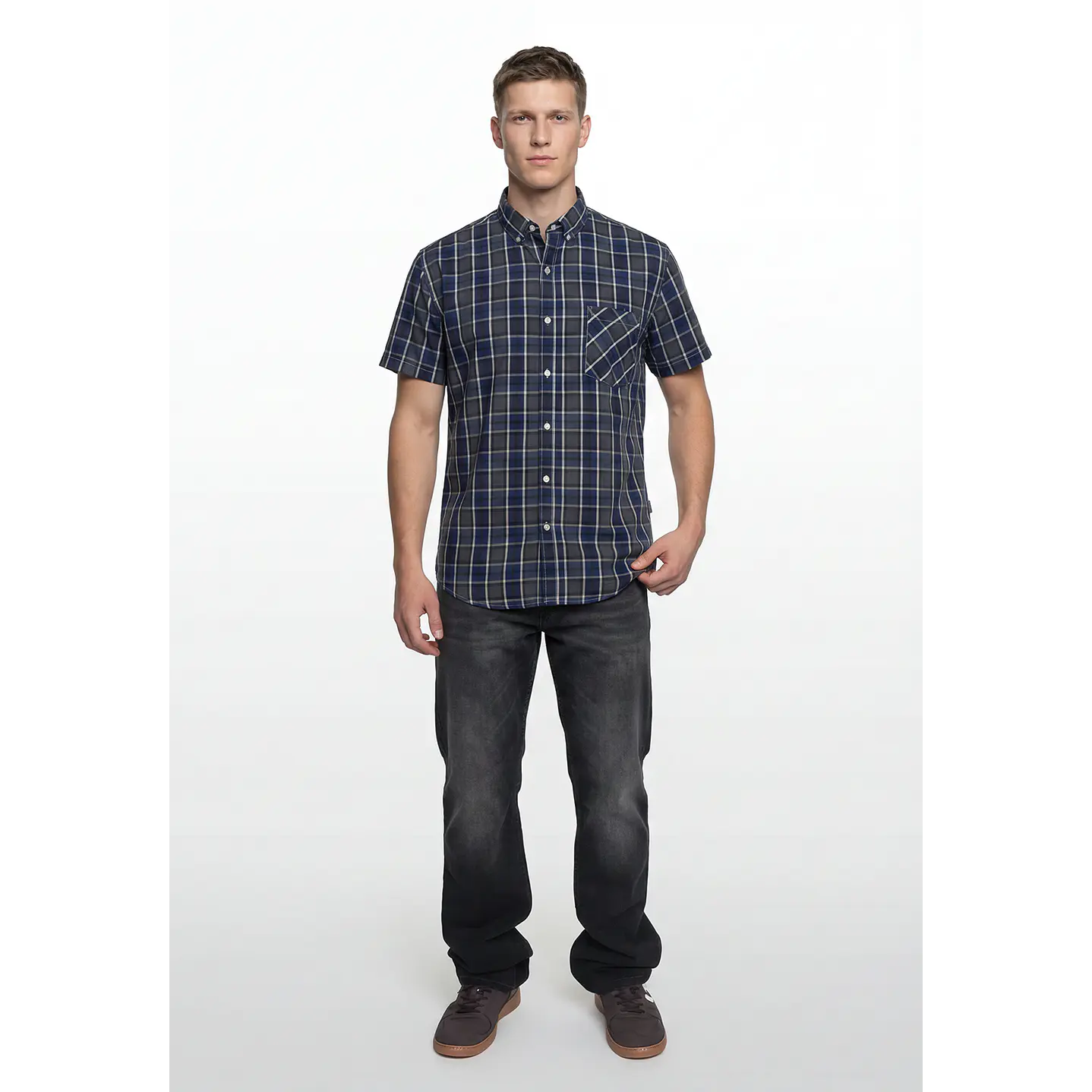 Camisa Escosesa Hombre Azul 2