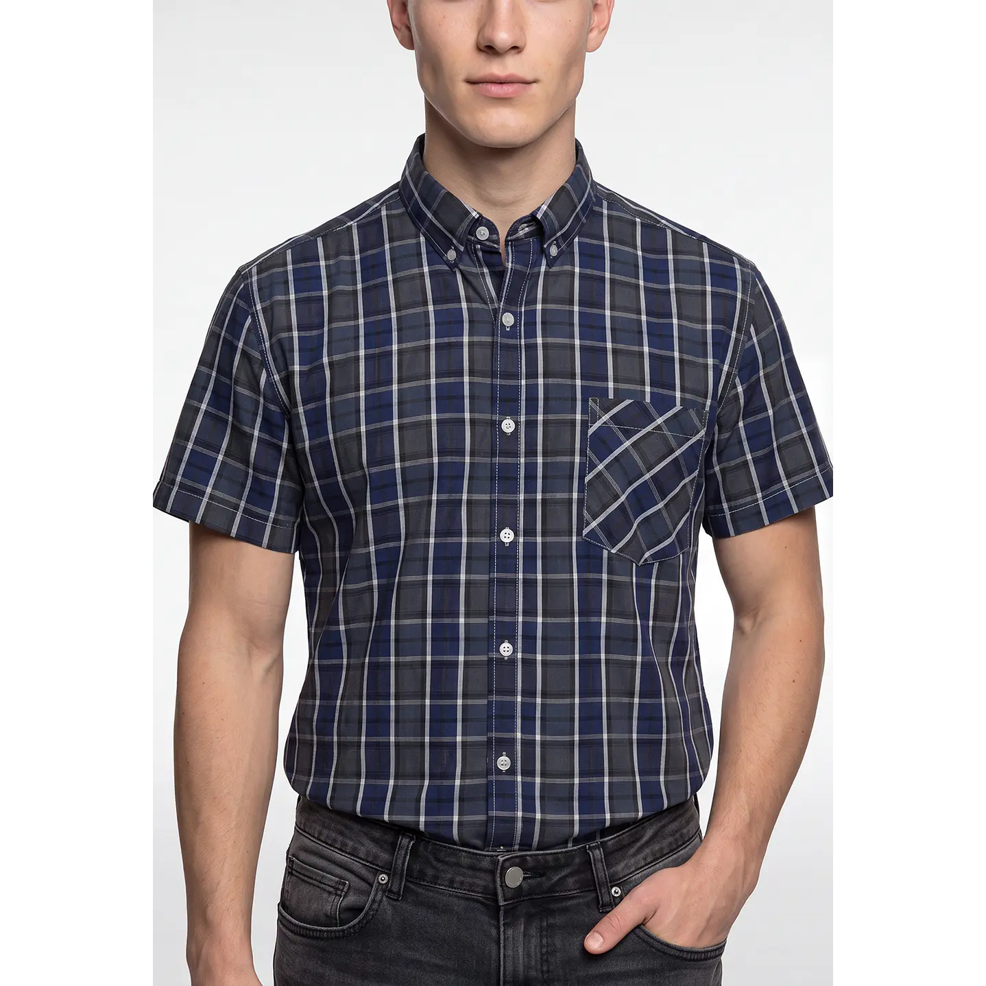 Camisa Escosesa Hombre Azul 4