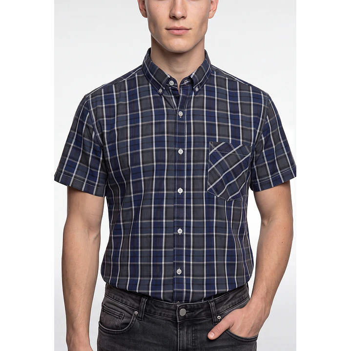Camisa Escosesa Hombre Azul 4