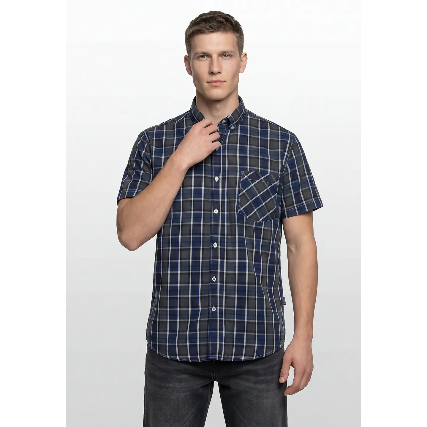 Camisa Escosesa Hombre Azul 1
