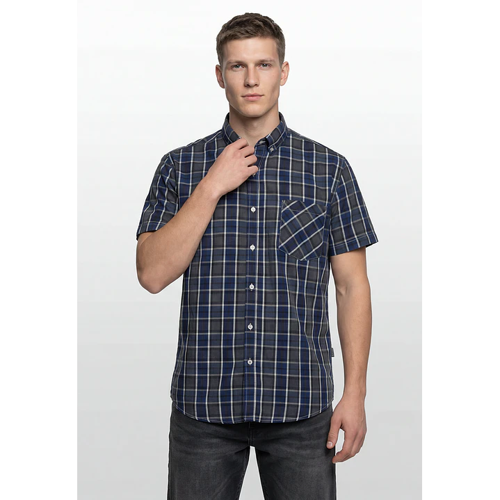 Camisa Escosesa Hombre Azul 1