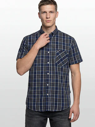 Camisa Escosesa Hombre Azul