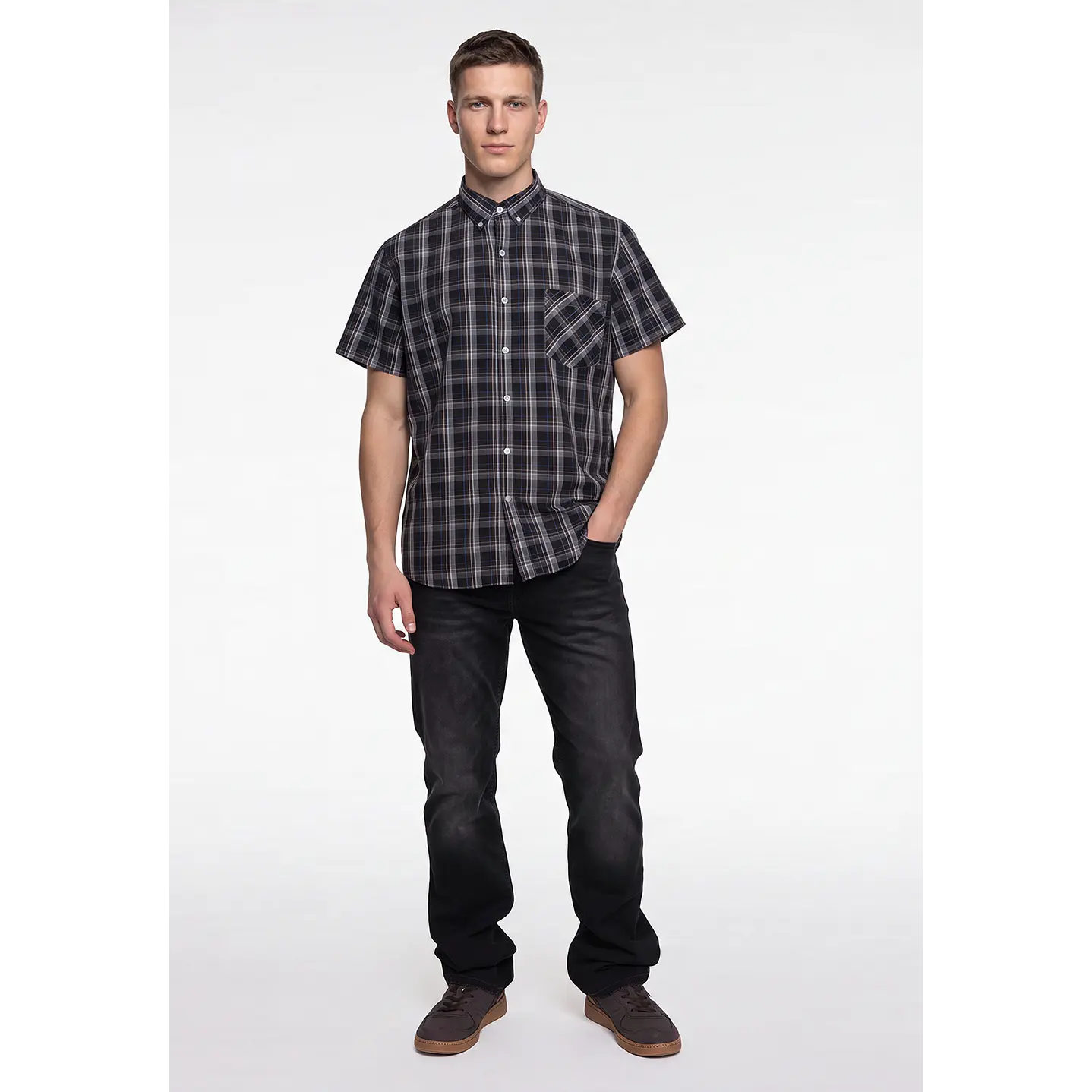 Camisa Escosesa Hombre Café 2