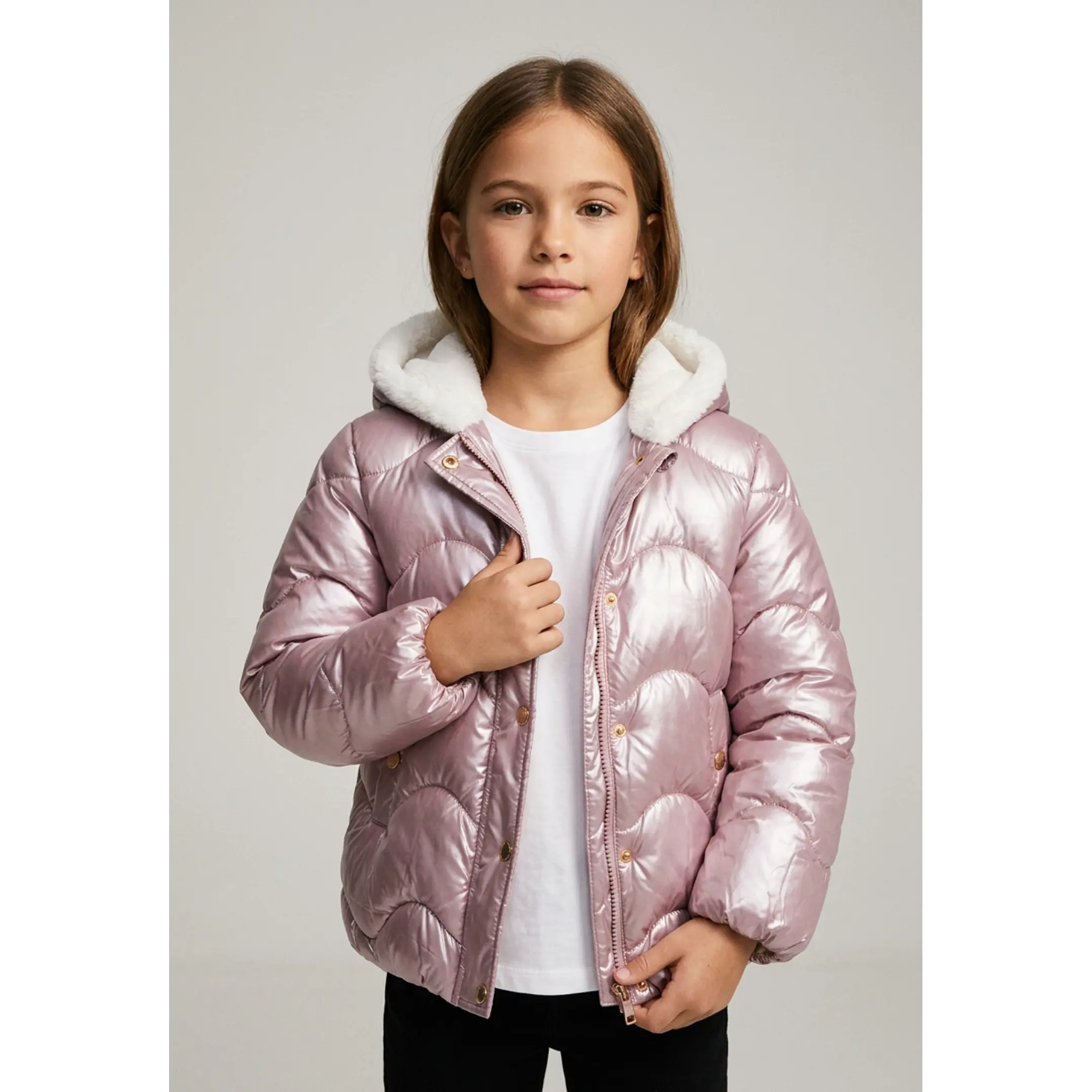 Parka Metalizada Niña Rosado Familyshop 1