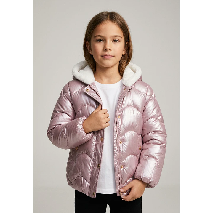 Parka Metalizada Niña Rosado Familyshop 1