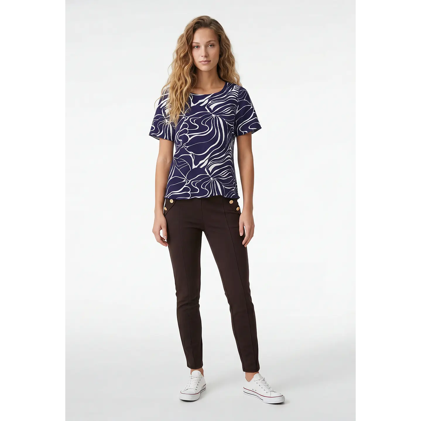 Polera Corrugado Mujer Azul 2