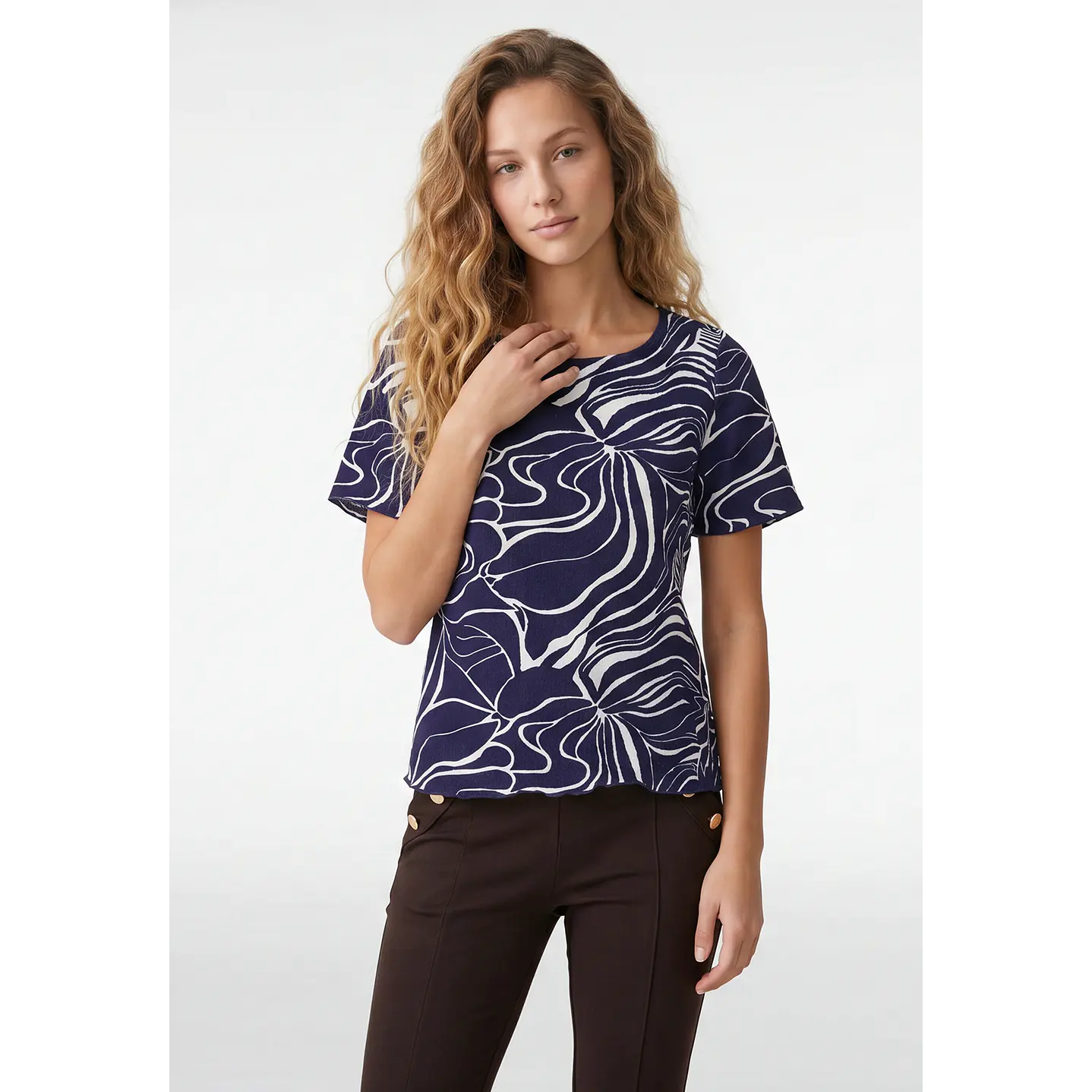 Polera Corrugado Mujer Azul 1