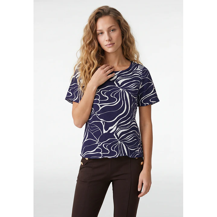 Polera Corrugado Mujer Azul 1