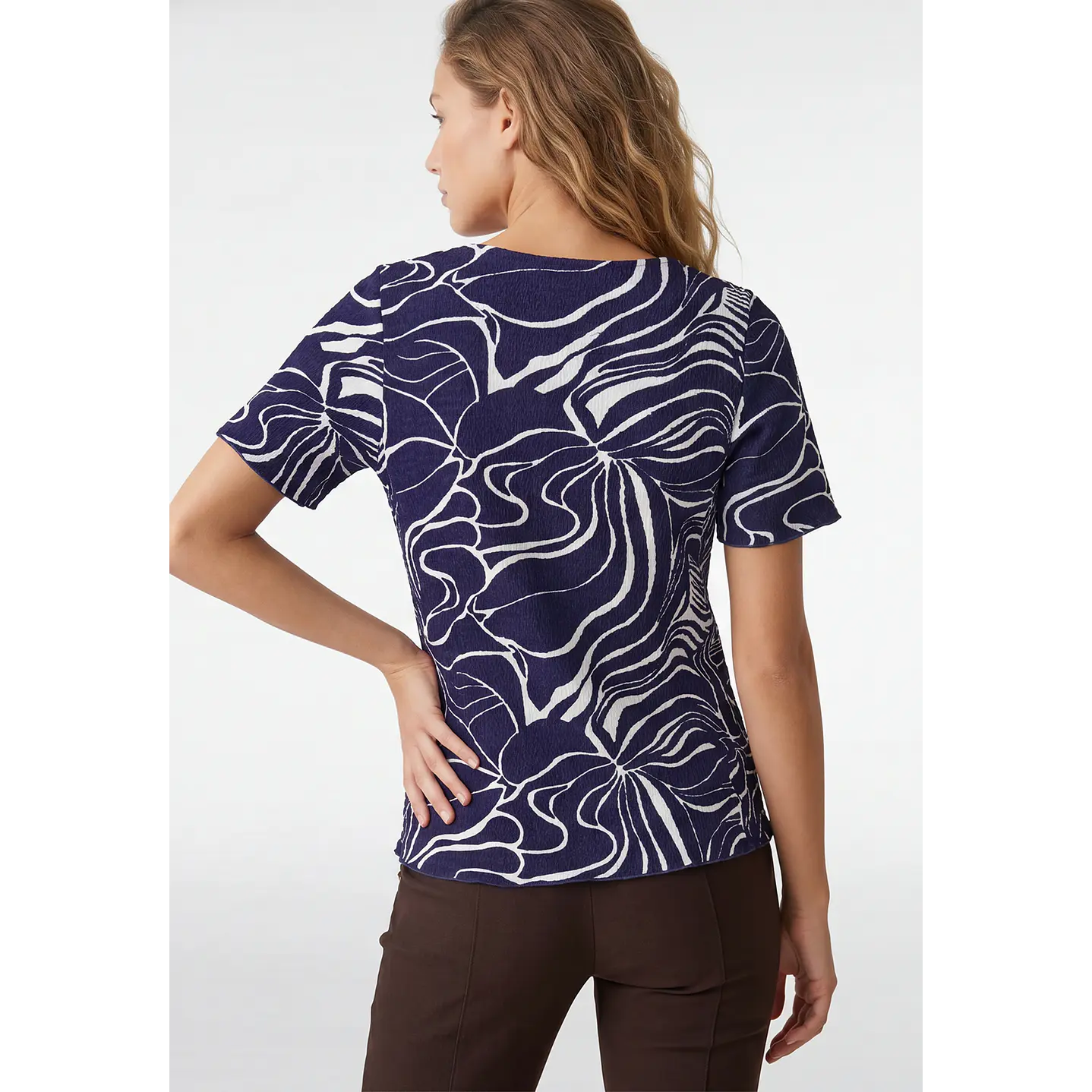 Polera Corrugado Mujer Azul 3