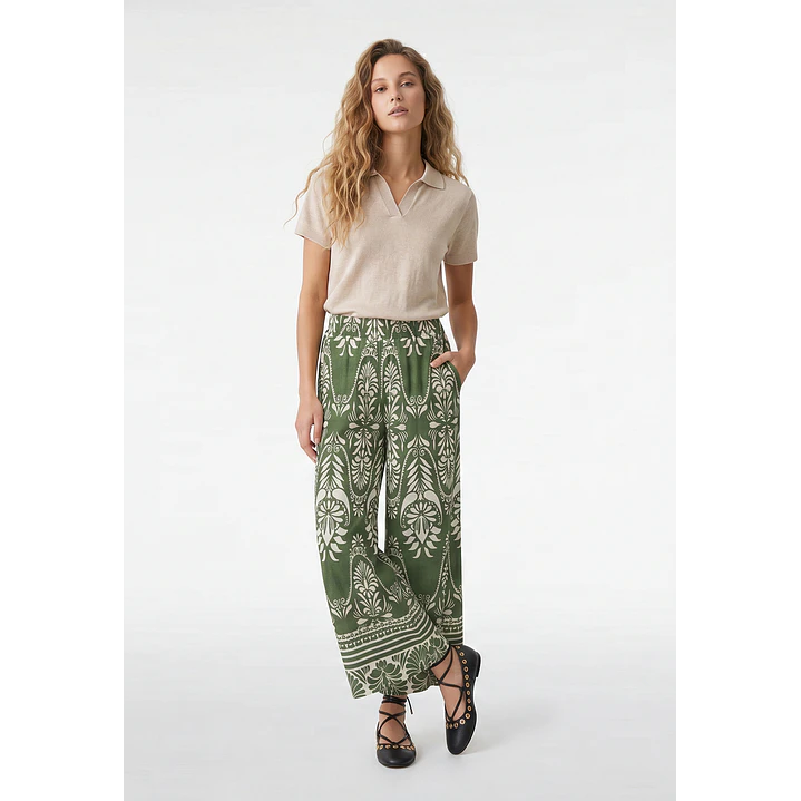 Pantalón Palazzo Mujer Verde 2