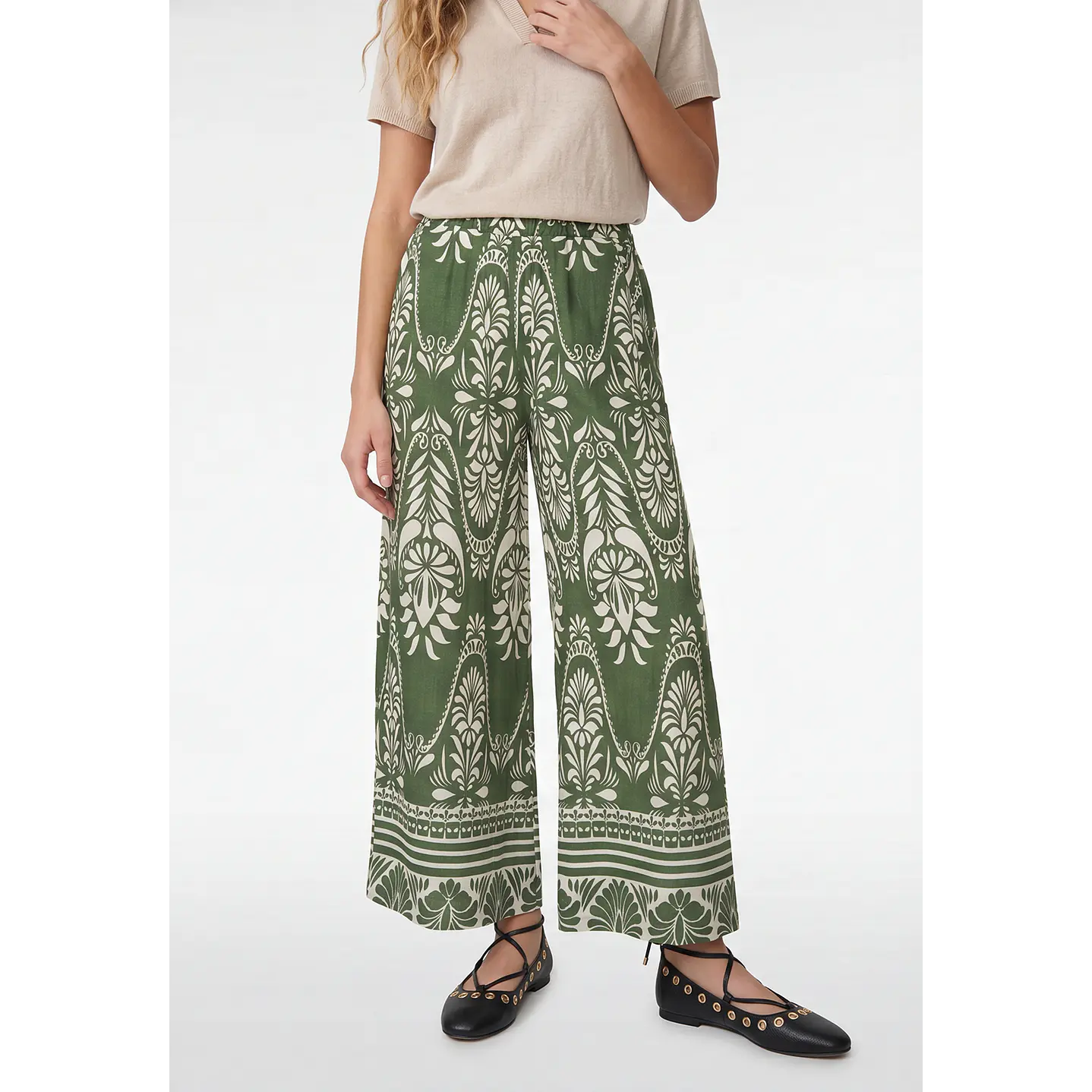 Pantalón Palazzo Mujer Verde 1