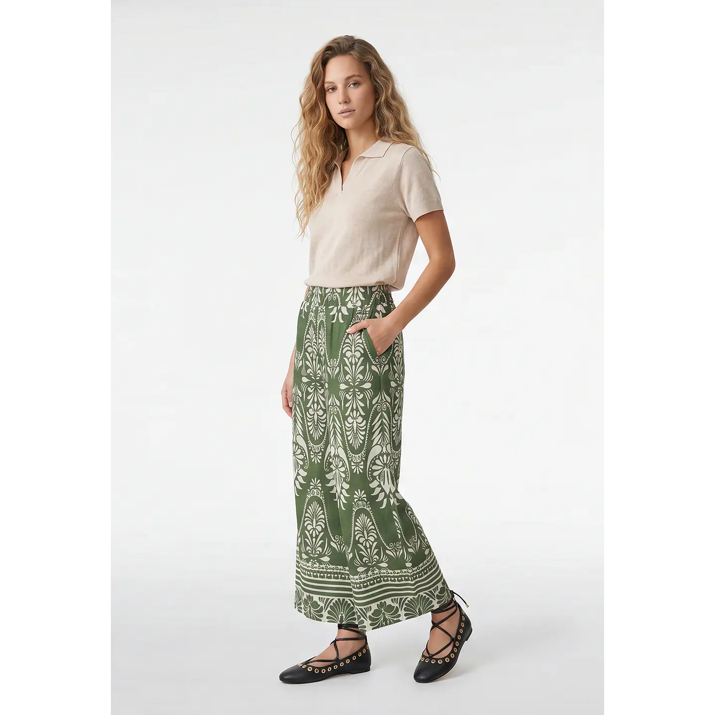 Pantalón Palazzo Mujer Verde 4