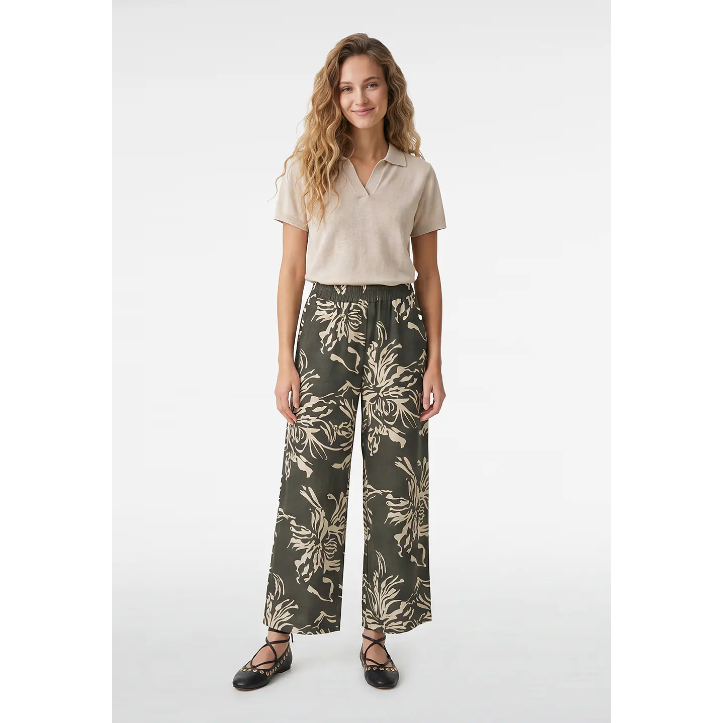 Pantalón Palazzo Mujer Kaki 2
