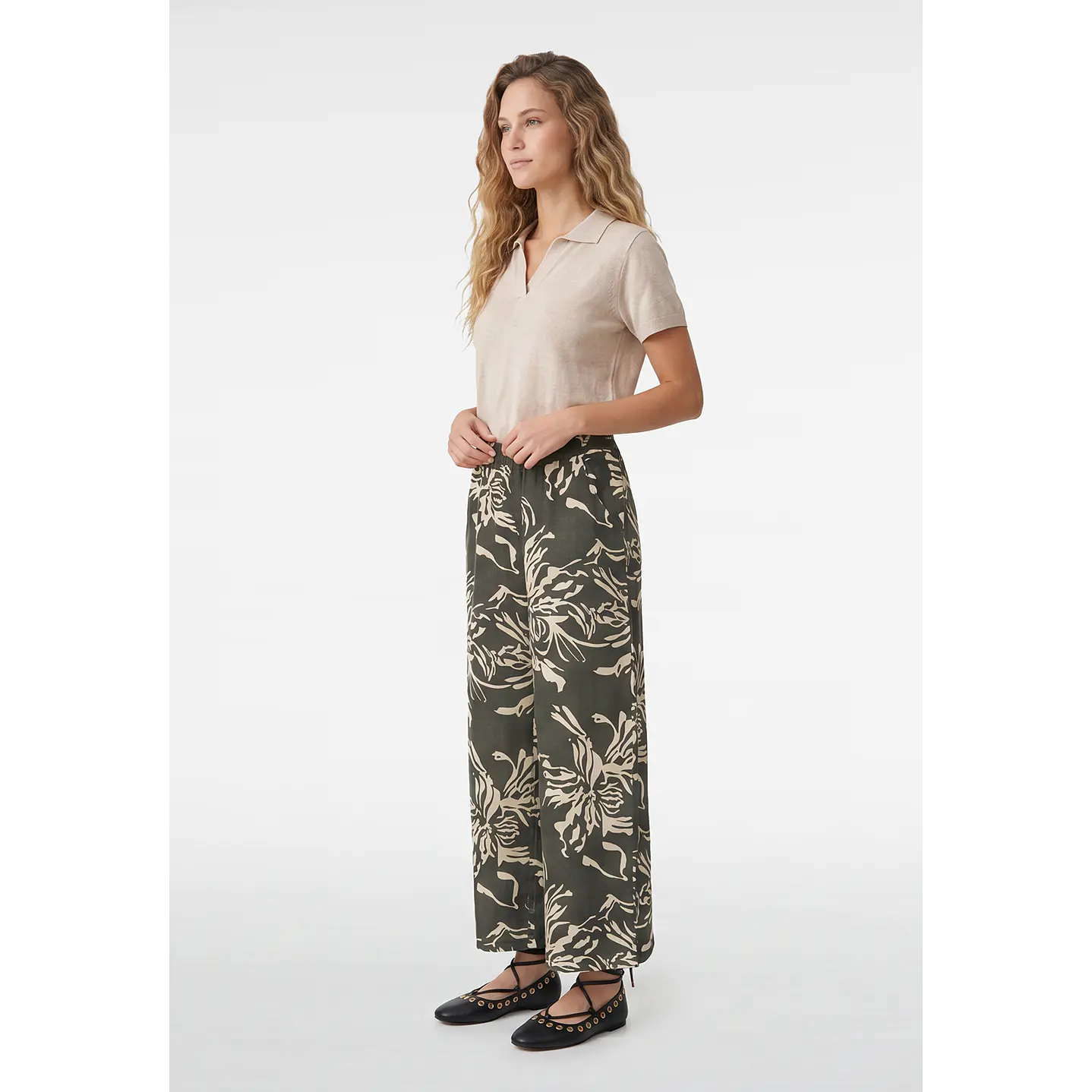 Pantalón Palazzo Mujer Kaki 4