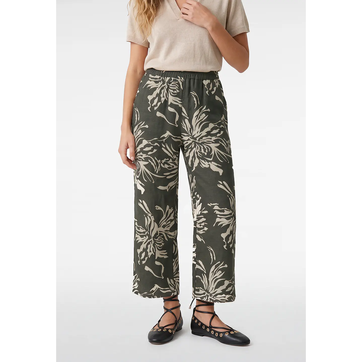 Pantalón Palazzo Mujer Kaki 1