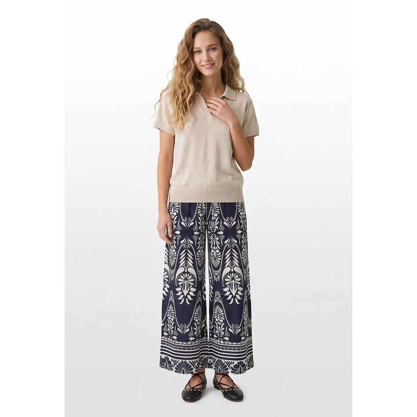 Pantalón Palazzo Mujer Azul 2